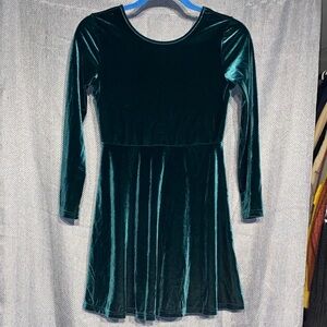 Place Emerald Velvet Kids Dress